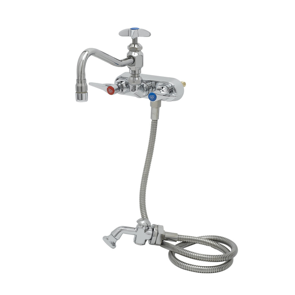 T&S B-1156 Splash Mount Faucet w/ 8" Swing Nozzle & Hose Spray