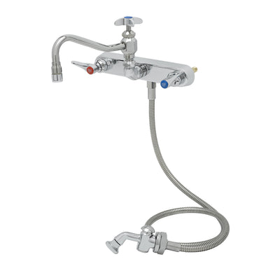 T&S Brass B-1157 Splash Mount Faucet - 8" Swing Nozzle & Sidespray