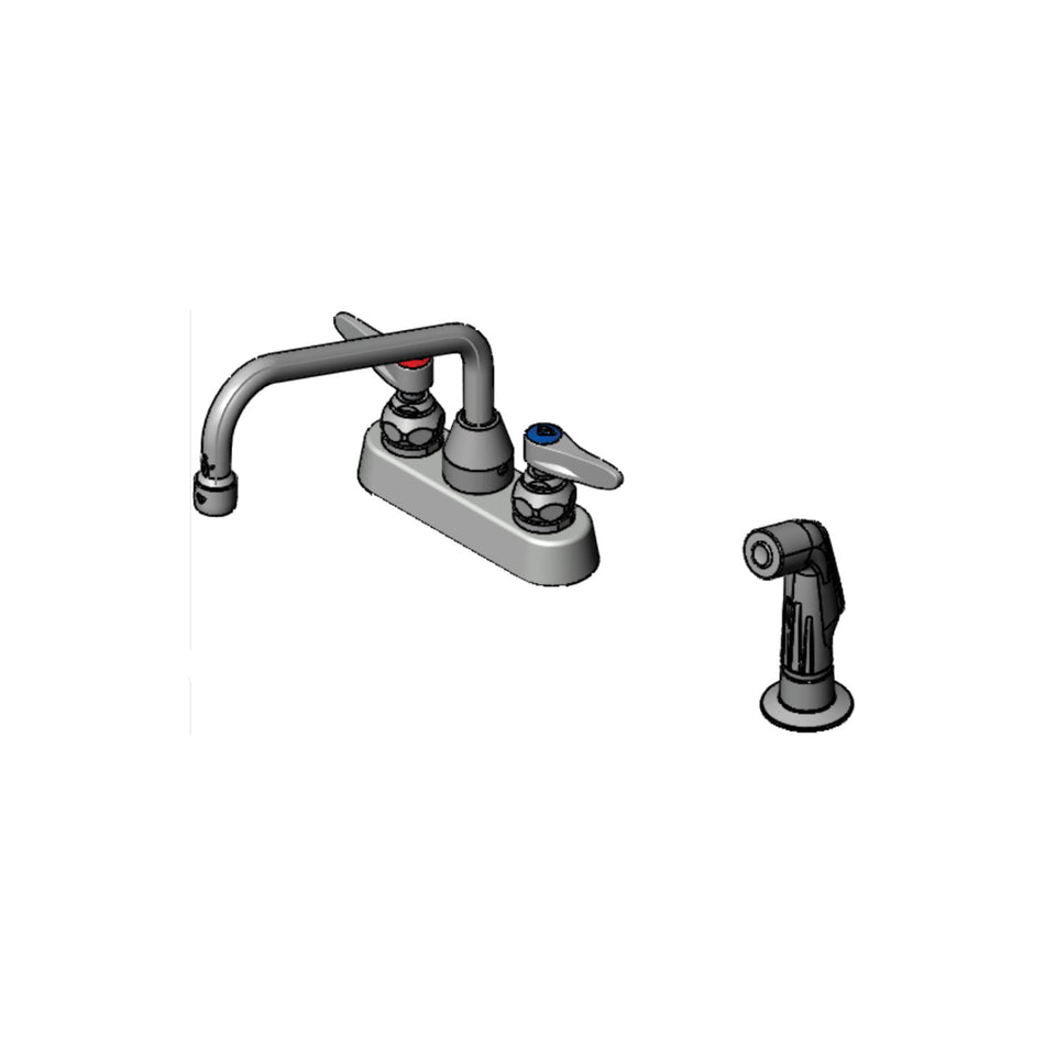 Workboard Faucet, Deck Mount, 4" Centers, 8" Swing Nozzle, Diverter with 7' Hose & Sidespray