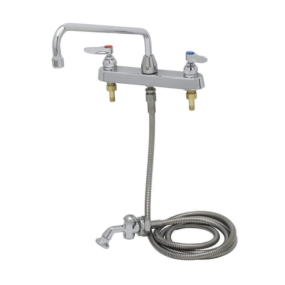Workboard Faucet, 8" Deck Mount, 12" Swing Nozzle, Side Spray w/ Rosespray Outlet