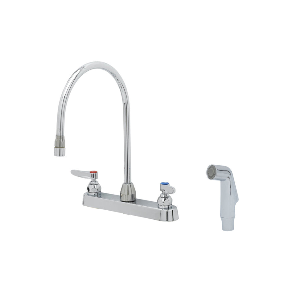 8" c/c Workboard Faucet w/ 5 3/4" Swivel Gooseneck, 7' Sidespray Hose