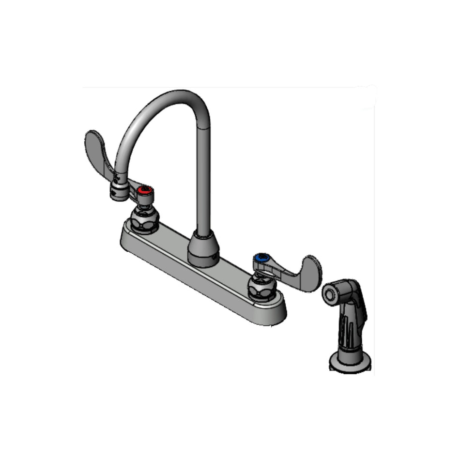 8" c/c Workboard Faucet, 5 3/4" Swivel Gooseneck, B-WH4, 7' Sidespray
