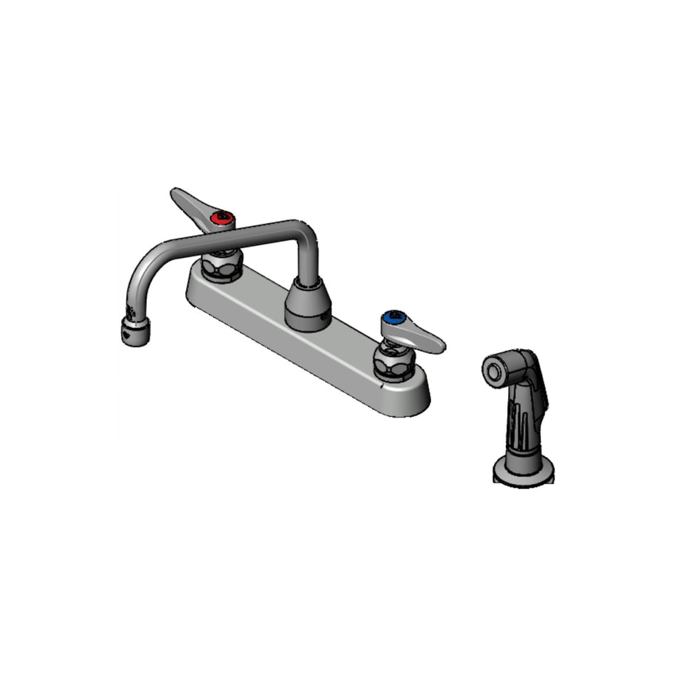 Workboard Faucet, Deck Mount, 8" Centers, 8" Swing Nozzle, Diverter, 7' Hose, Side Spray