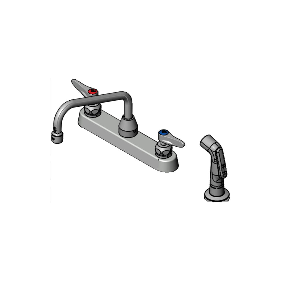 Workboard Faucet, 8" c/c Deck Mount, Ceramas, 8" Swing Nozzle, Diverter, Hose & Side Spray