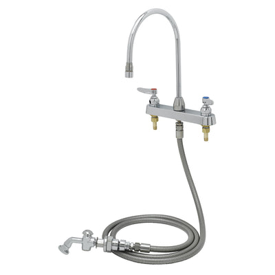 T&S Brass B-1172-T Workboard Faucet - 8" Centers, Gooseneck & Rosespray Sidespray