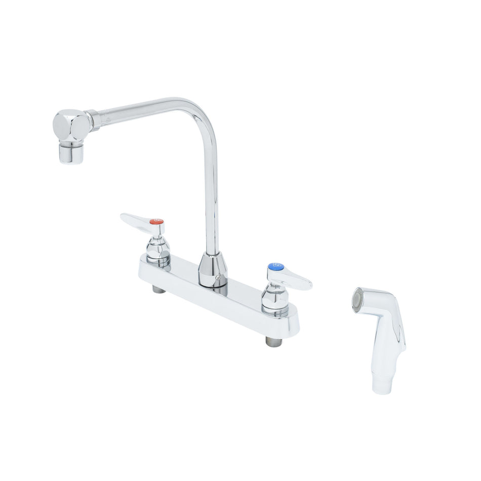 Workboard Faucet, 8" Deck Mount, High-Arc Gooseneck, 2.2 GPM Aerator, Sidespray