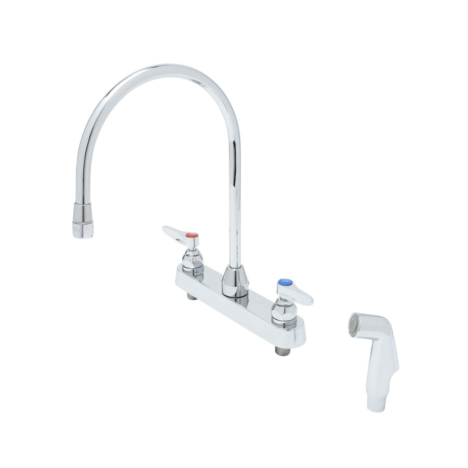 T&S B-1174 Deck Mount Workboard Faucet w/ 8" Swing Spout & 4' Hose