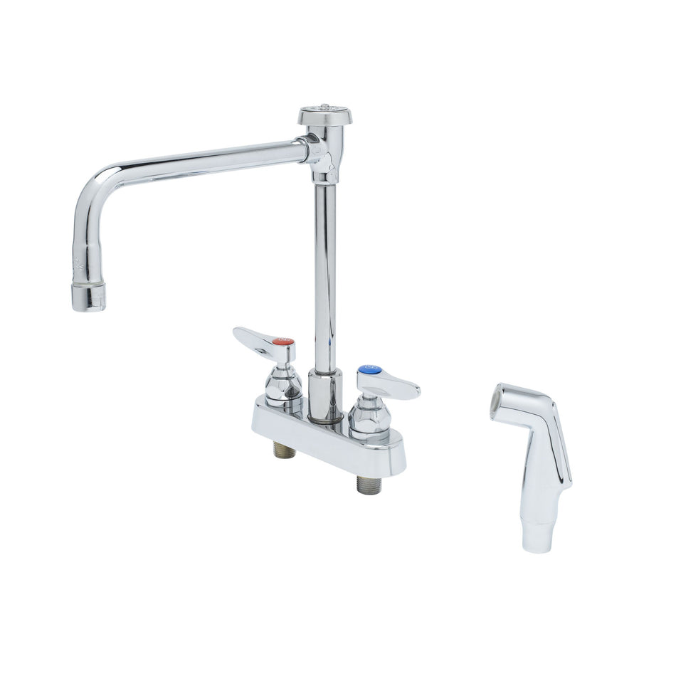Workboard Faucet, Deck Mount, 4" Centers, Rigid Vac. Breaker Nozzle, Side Spray