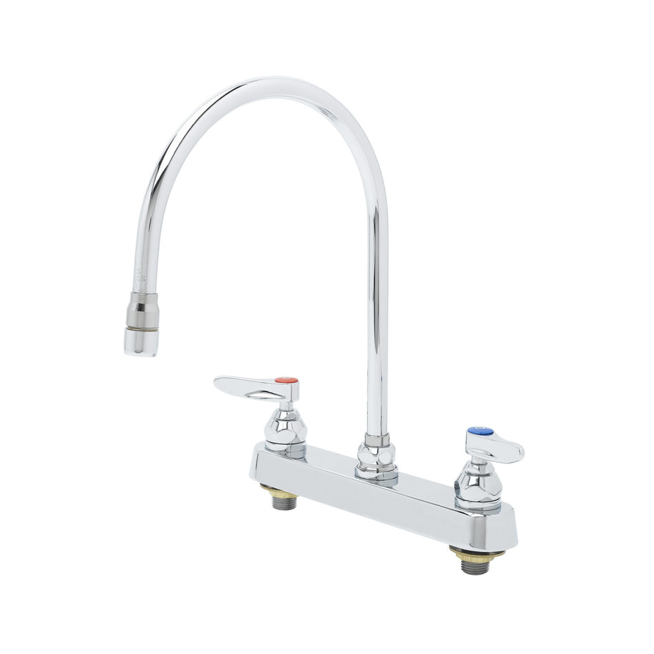 8" Workboard Faucet, Deck Mount, Swivel Gooseneck, Lever Handles, QT Cartridges, 2.2 GPM