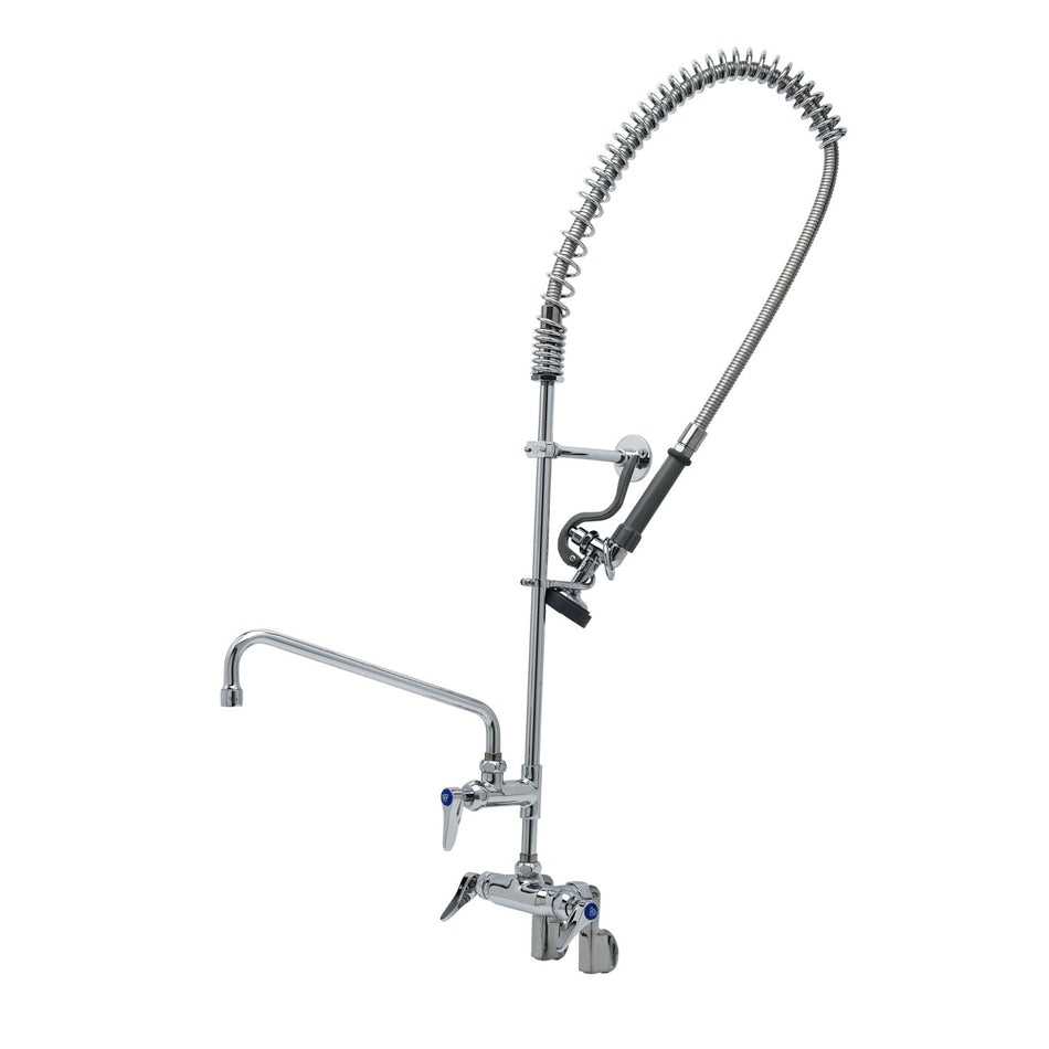 T&S Pre-Rinse Unit, Wall Mount, Adjustable Centers, Ceramas, 44" Hose, B-0107 Spray Valve, 12" ADF Nozzle, Wall Bracket