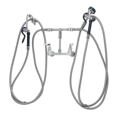 T&S Brass B-2331 Kettle Kaddy Faucet - Dual 144" Hoses & Hook Nozzle