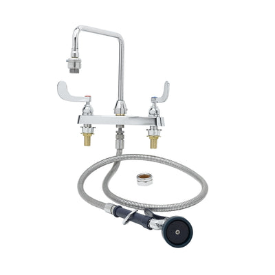 T&S Brass B-2346 Deck Mount Faucet - 10" Gooseneck & Spray Valve