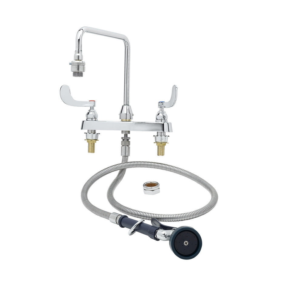 T&S B-2346 Deck Mount Faucet w/ 10" Gooseneck Nozzle & Spray Valve