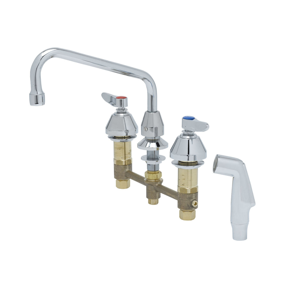 Medical Faucet w/Sidespray, 8" Centers, 8" Swing Nozzle w/Aerator, Lever Handles