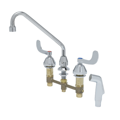 T&S Brass B-2366 Widespread Faucet - 9" Swing Nozzle & Sidespray