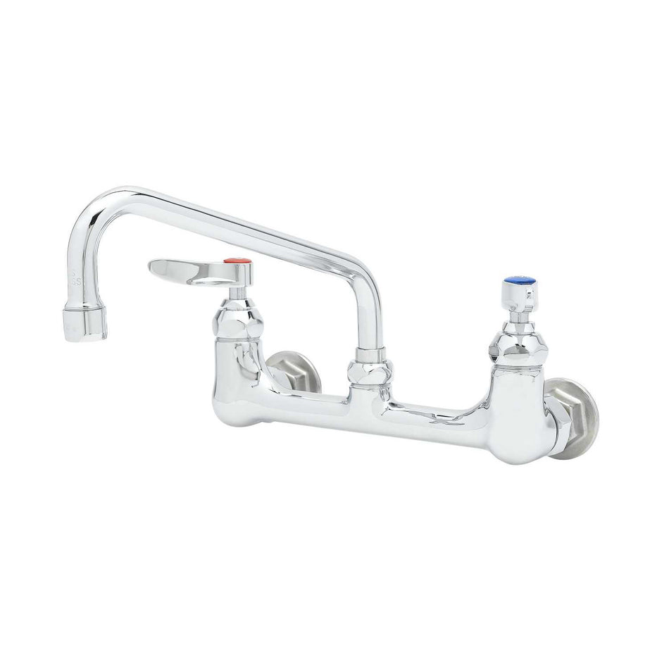 Double Pantry Faucet, Wall Mount, 8" Centers, 8" Swing Nozzle, Eternas w/ Lever Handles ( B-0230-LN & 060X-A15 )