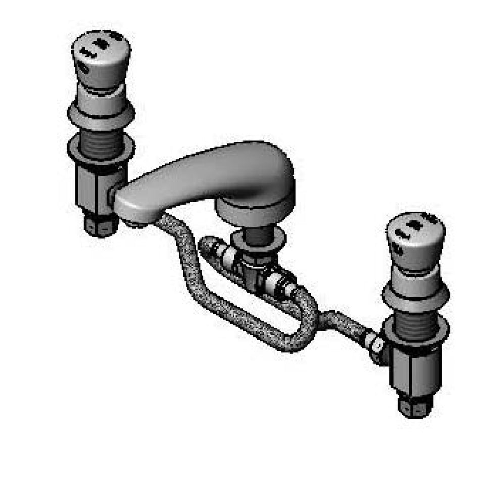 Lavatory Faucet, Push-Button Self-Closing, Flex Lines, 5" Cast Spout