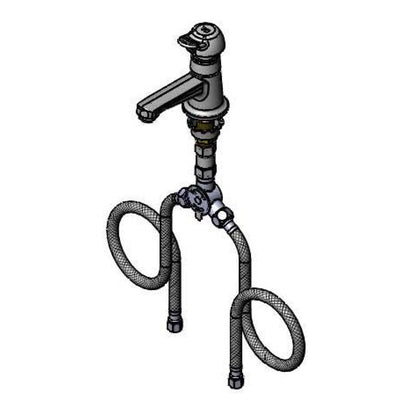 T&S Brass B-2490-PA Basin Faucet - Pivot Action Metering & Flex Hoses