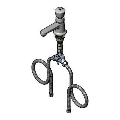 T&S Brass B-2490 Basin Sill Faucet - Single Temp & Flex Hoses