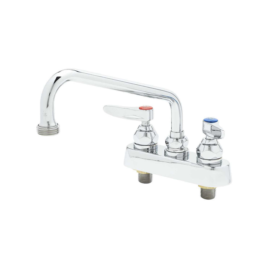 Workboard Faucet, Deck Mount, 4" Centers, 8" Swing Nozzle, Garden Hose Tip, Lever Handles