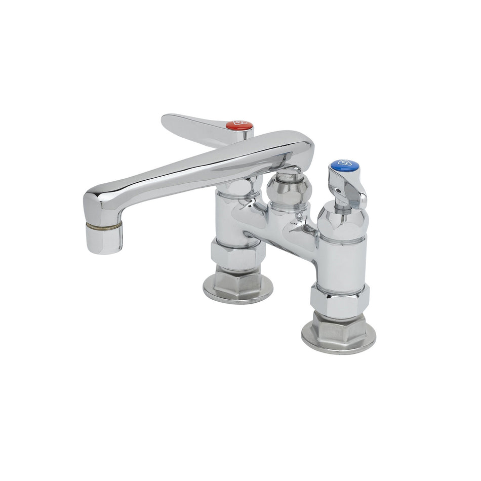 Mixing Faucet, 4" Deck Mount, 6" Cast Spout, Ceramic Cartridges, Lever Handles, Aerator