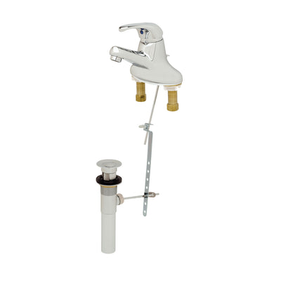 T&S Brass B-2710 Centerset Single Lever Faucet - 4" Centers & Pop-Up Drain