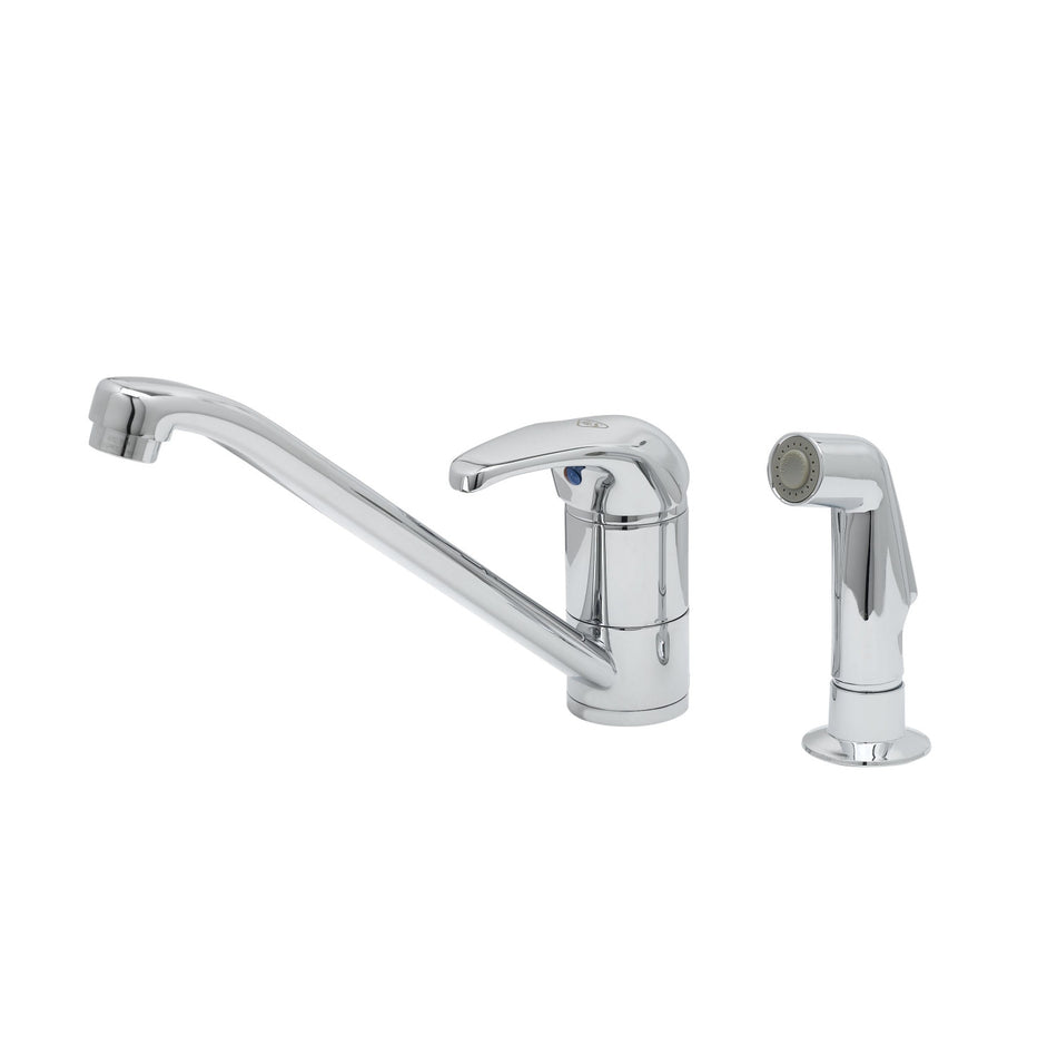 Single Lever Faucet, 48" Sidespray, 9" Spout, Swivel Base, Flex Supplies