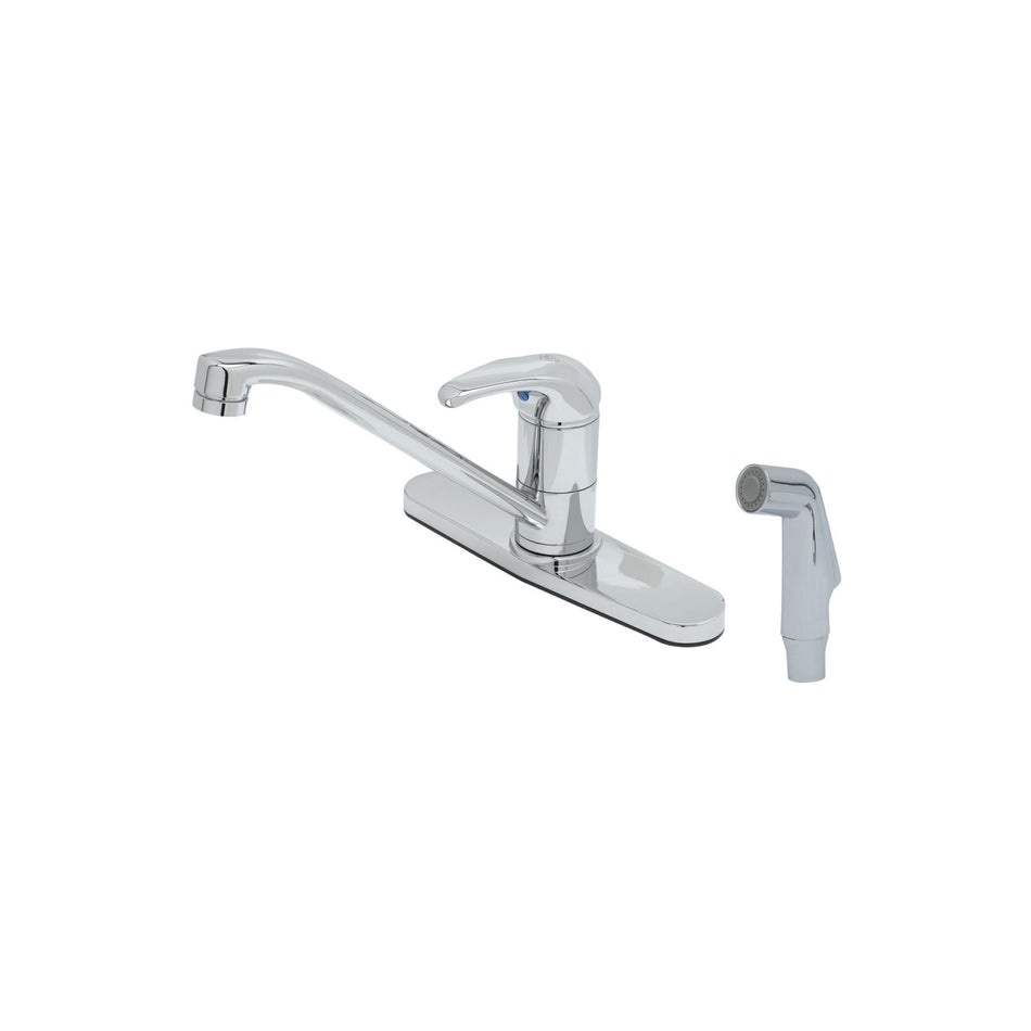 Single Lever Faucet w/ 48" Sidespray, 9" Swivel Spout, 1.5 GPM Aerator, Flexible Supplies
