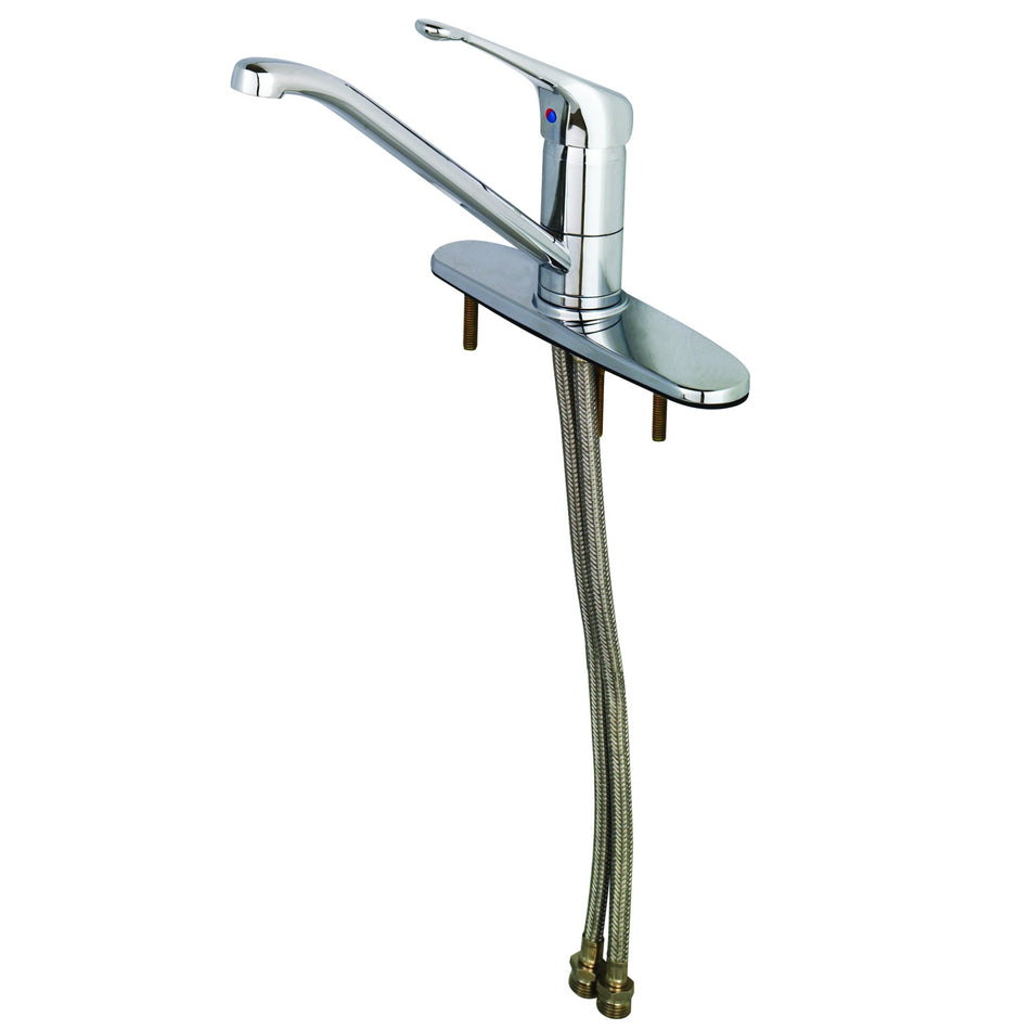 Single Lever Faucet, 6" Handle, 9" Spout, Swivel Base, Flexible Supplies, 10" Deckplate