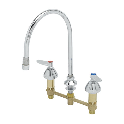 T&S Brass B-2852 Widespread Faucet - 8" Centers & Swivel Gooseneck