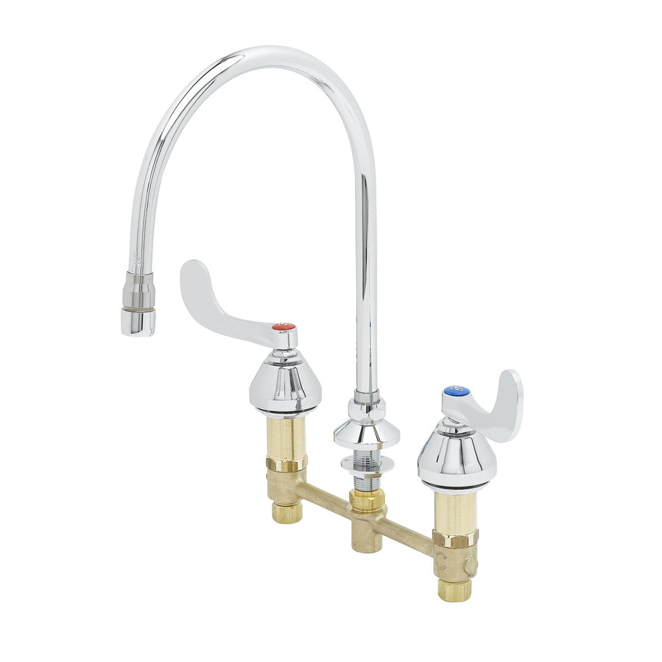 T&S B-2862 Deck Mount Medical Faucet w/ 9" Swivel Gooseneck & 4" Wrist Action Handles