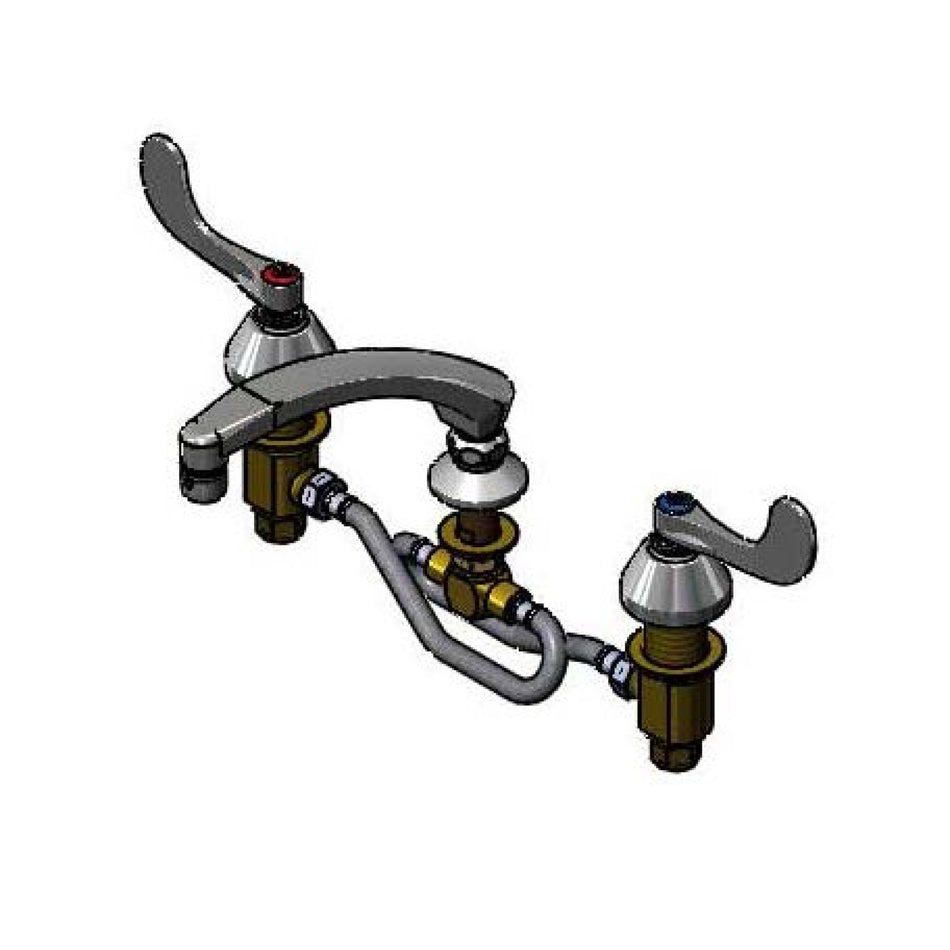 Medical Faucet, 12" Flex Lines, 8" Swivel Cast Spout, 2.2 GPM Aerator, 4" Wrist Handles