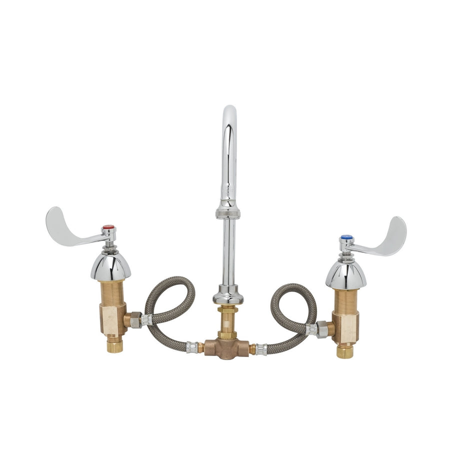 Deck Mount Mixing Fct, Ceramic Cartridges, Rigid/Swivel GN, Rosespray, 4" Wrist Handles