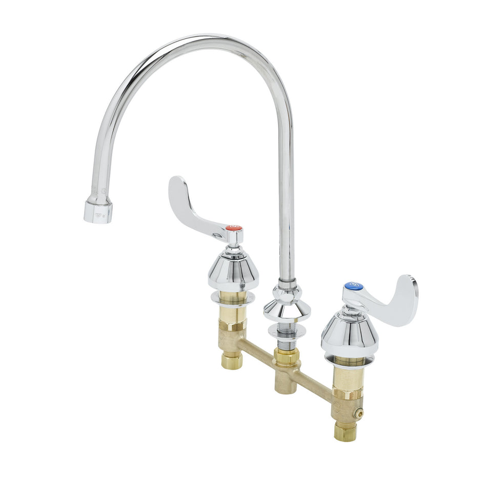 Medical Faucet, 8" ,1/4 Turn Eternas, Swivel/Rigid Gooseneck, 2.2 GPM, 4" Wrist Action