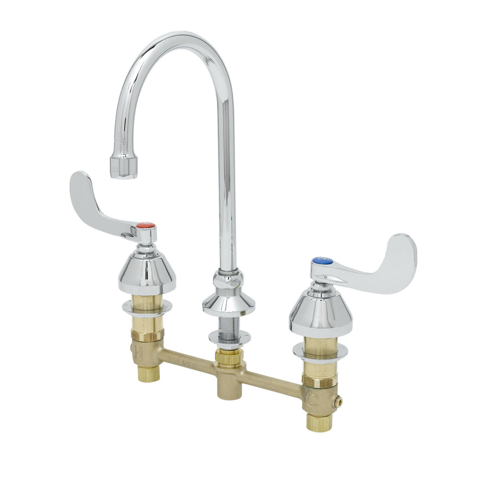 T&S B-2866-05-LF15 EasyInstall Deck Mount Medical Mixing Faucet w/ 6" Swivel/Rigid Gooseneck