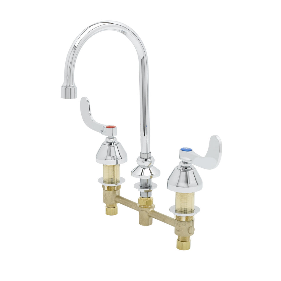 Medical Faucet, 8" Centers, Swivel Gooseneck, VR 0.5 GPM Non-Aerated, 4" Wrist Action