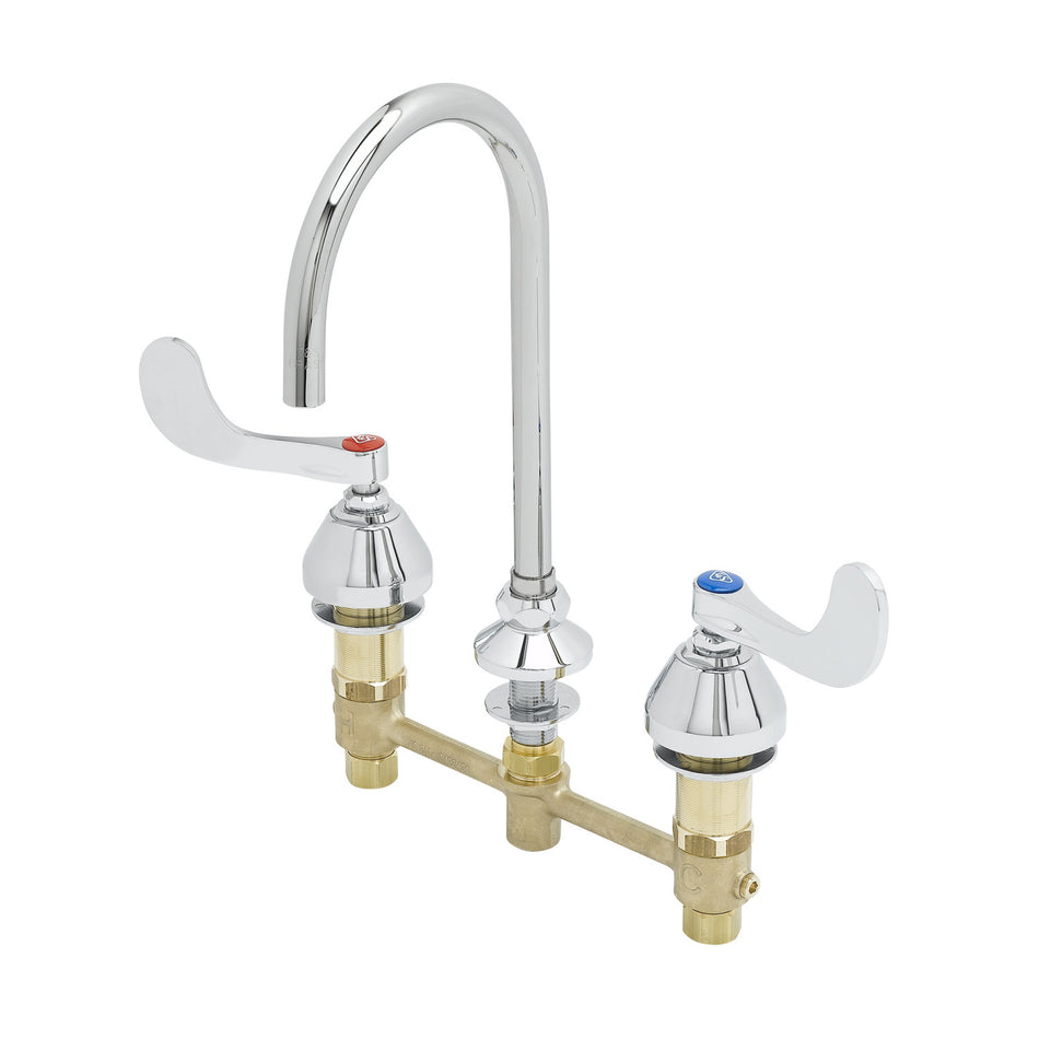 Concealed Widespread Faucet, 8" Centers, 133XP-F10 Swivel Gooseneck, 1.0 GPM Flow Control