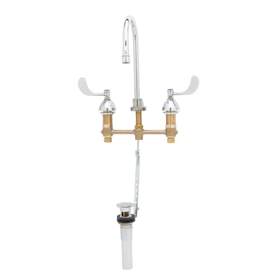 T&S Brass B-2869-04 Widespread Faucet - Swivel/Rigid Gooseneck & Pop-Up