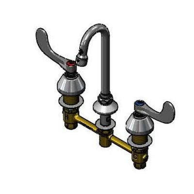T&S Brass B-2873 Widespread Faucet - Swivel Gooseneck & Wrist Handles