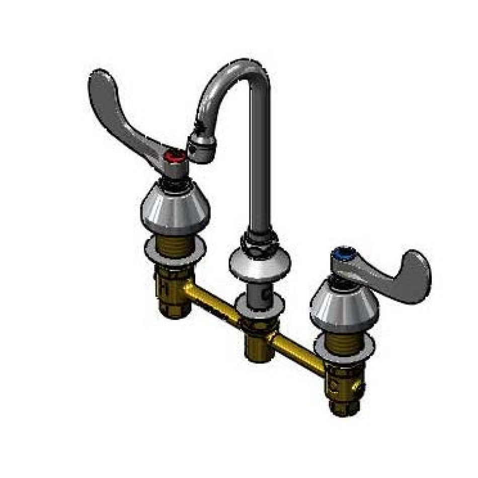 T&S Brass B-2873 Widespread Faucet - Swivel Gooseneck & Wrist Handles