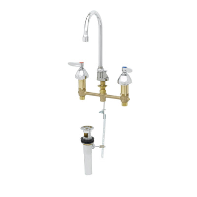 T&S Brass B-2885 Widespread Faucet - Swivel Gooseneck & Pop-Up Drain