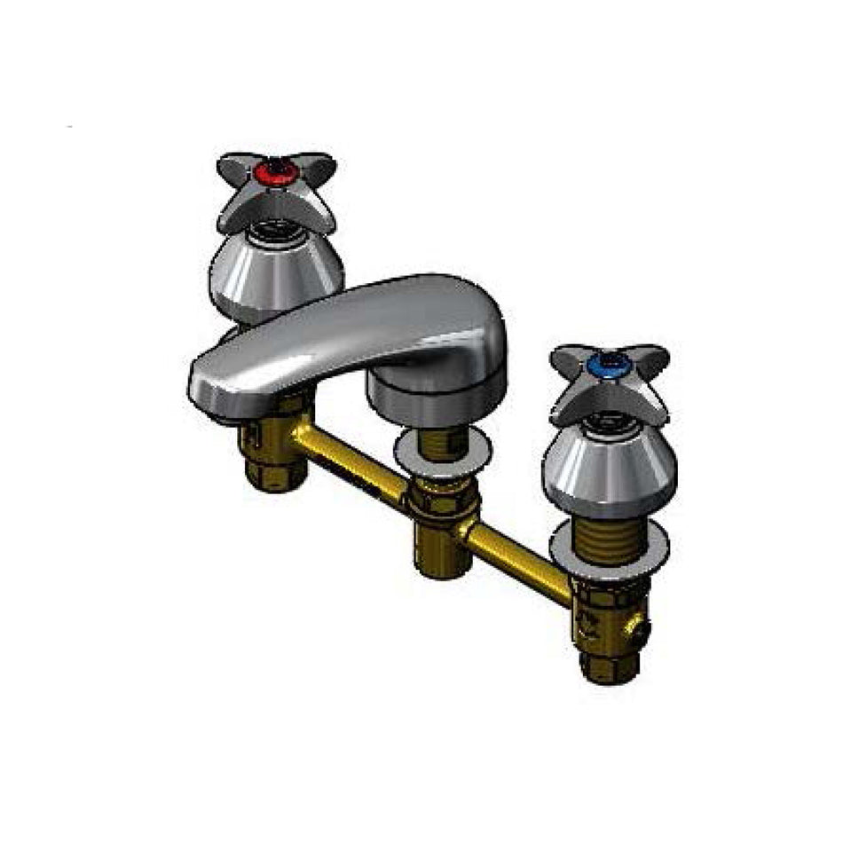 Lavatory Faucet, Concealed Body, 8" Centers, Cast Basin Spout, Four-Arm Handles