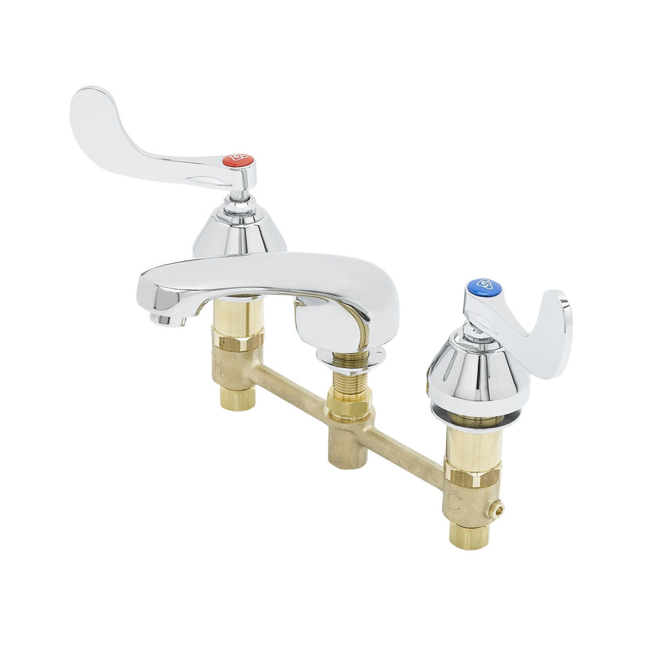 Concealed Widespread Faucet, 8" Centers, 5" Cast Spout, 1.2 GPM Aerator, 4" Handles Quarter-Turn Cartridges