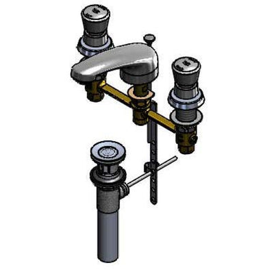 T&S Brass B-2991-P Metering Widespread Faucet - Pop-Up Drain & Push Button