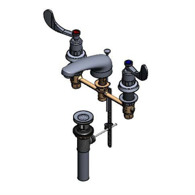 T&S Brass B-2991-PWH4 Metering Widespread Faucet - Pop-Up Drain & Wrist Handles