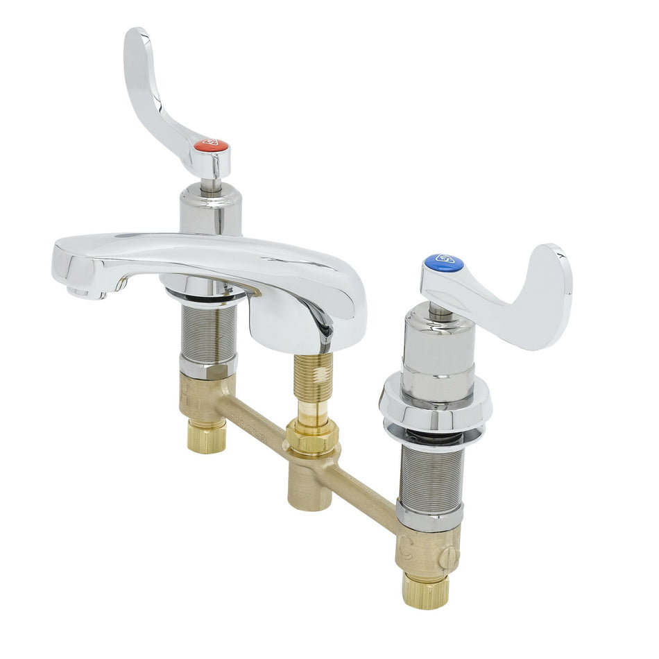 Lavatory Faucet, Wrist-Action Metering Cartridges, 8" Center, Cast Spout