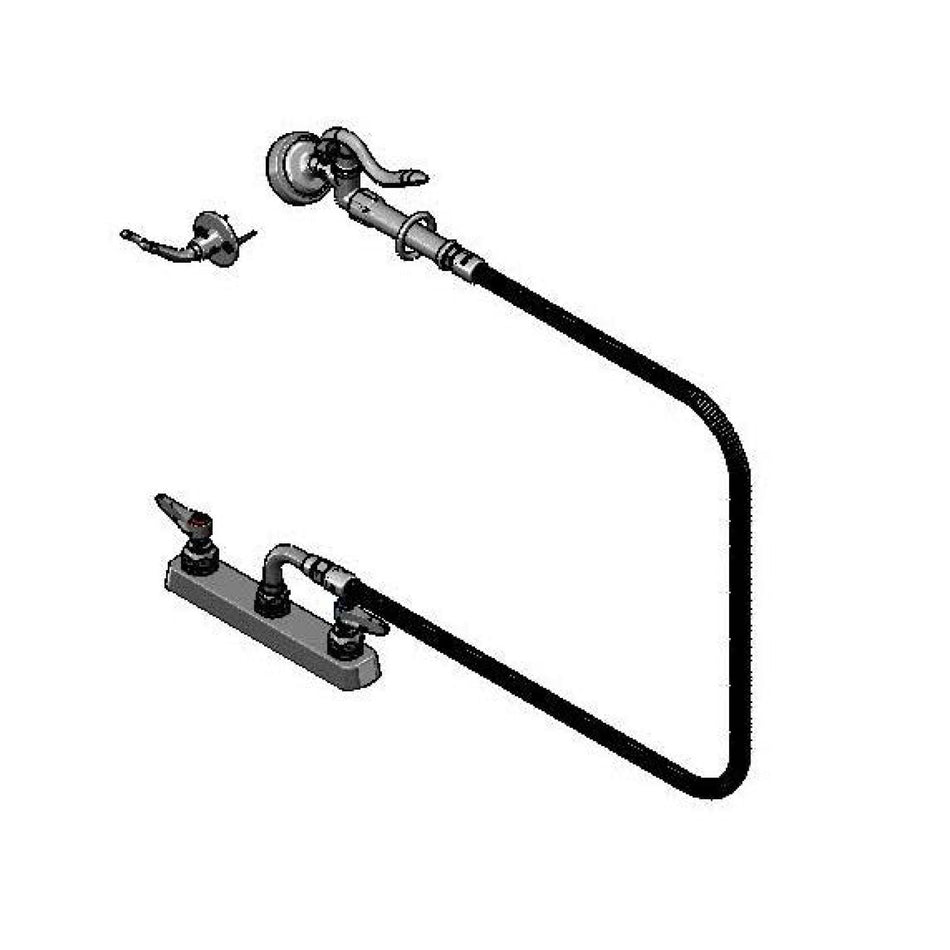 T&S Brass B-5120-34A68H35 Workboard Pre-Rinse - 68" Flex Hose & Hanger Hook