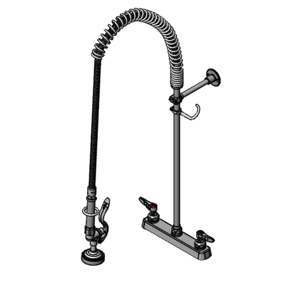 T&S Brass B-5120-B-22R-48H Workboard Pre-Rinse - 8" Deck Mount w/ 22" Riser & 48" Hose