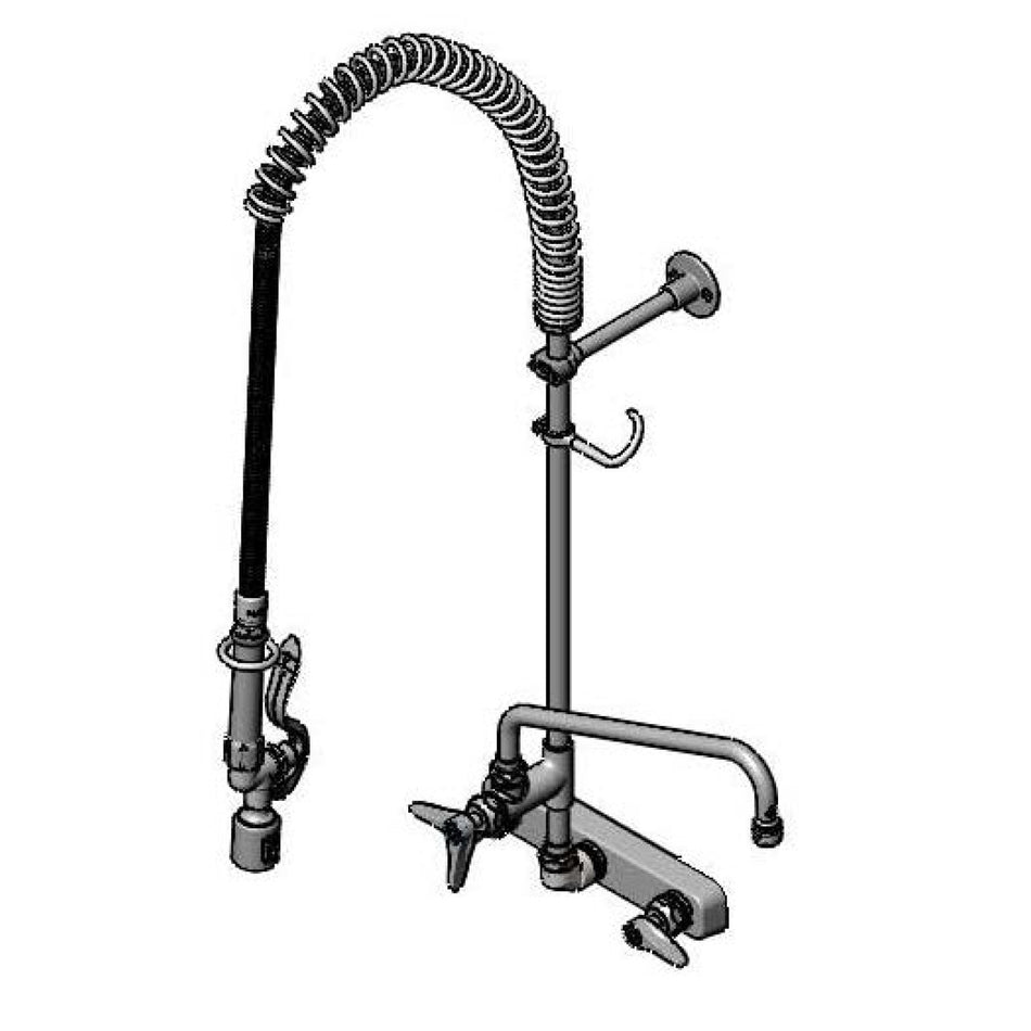 8" Wall Mount Workboard Pre-Rinse unit W/Cerama, B-0107-J, 12" Add-On Faucet & Wall Bracket