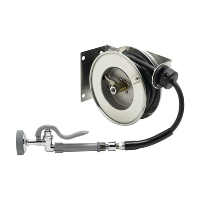 T&S Brass B-7102-01M Open SS Hose Reel - 3/8" x 12' w/ B-0107 Spray Valve
